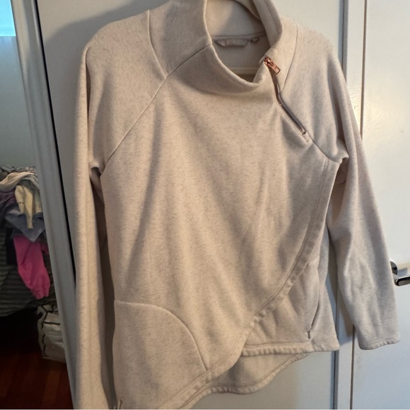 ATHLETA Cozy Karma Asym Pullover Oatmeal Heather Size S - Picture 5 of 9